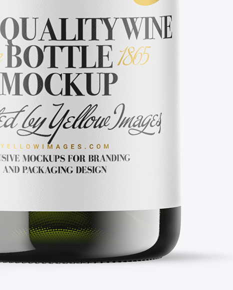 Green Glass White Wine Bottle Mockup