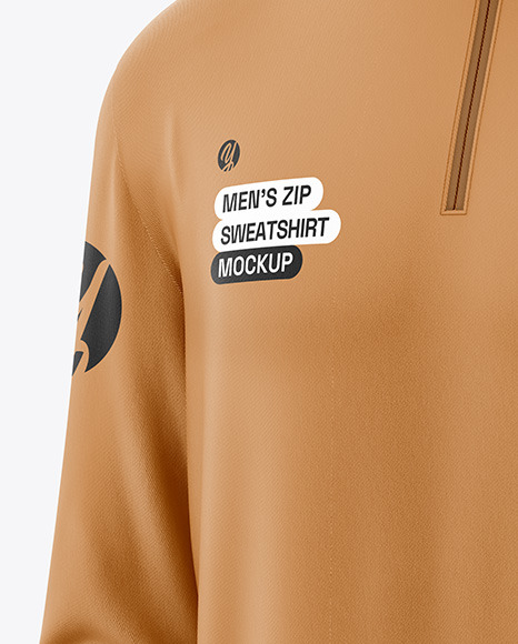 Men’s Zip Sweatshirt Mockup - Half Side View