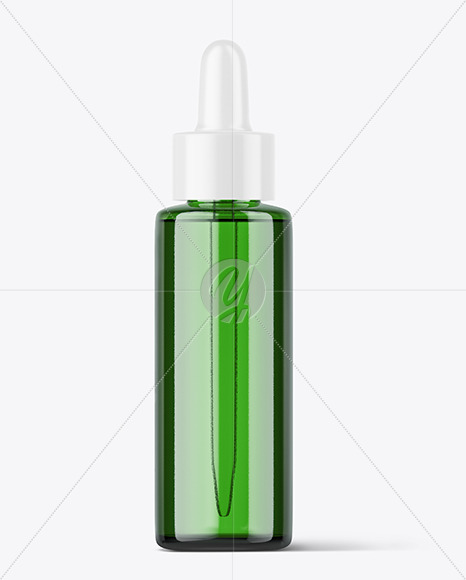 Green Glass Dropper Bottle Mockup