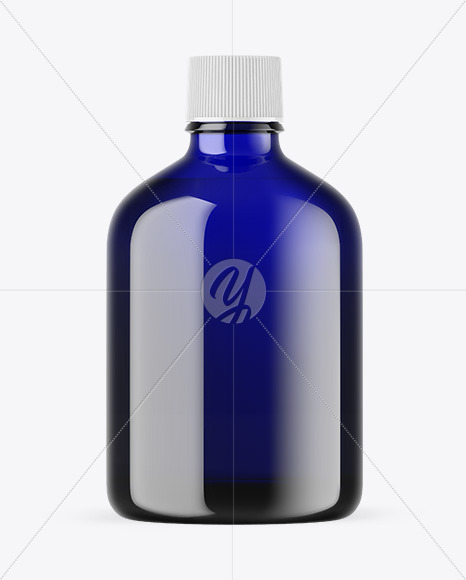 Blue Glass Essential Oil Bottle Mockup