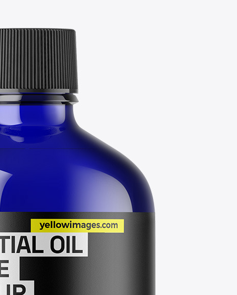 Blue Glass Essential Oil Bottle Mockup