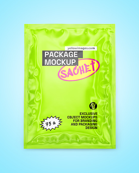 Glossy Sachet Mockup