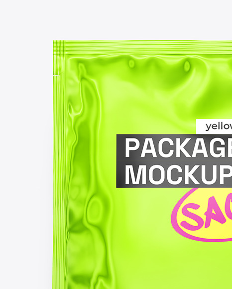 Glossy Metallic Sachet Mockup