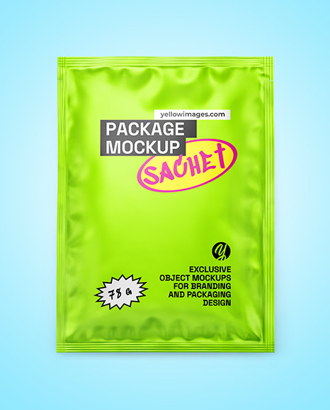 Matte Metallic Sachet Mockup