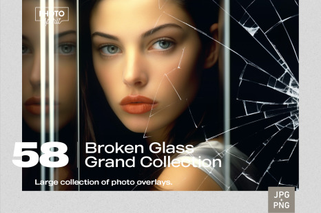 58 Broken Glass Grand Collection Effects JPG and PNG Photo Overlays - Visual arts