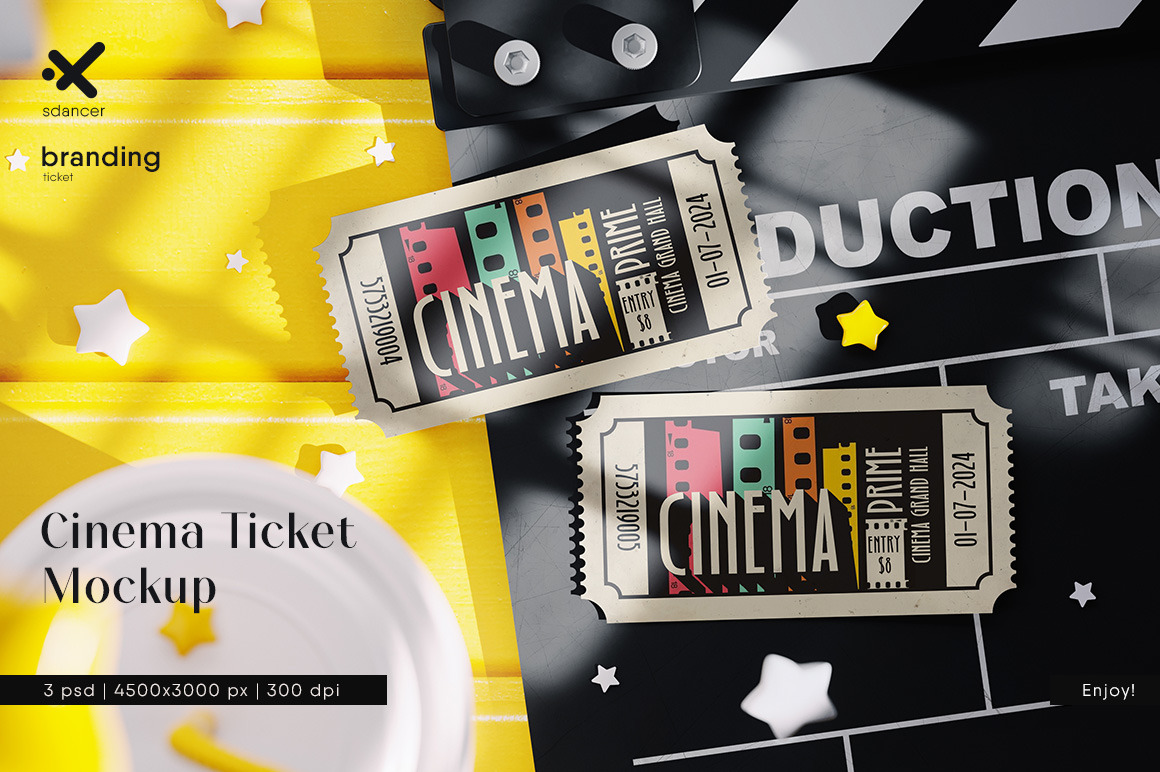 Cinema Ticket Mockup Cinema Ticket Mockup
