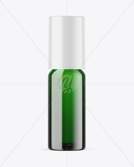 Green Glass Essential Oil Bottle Mockup