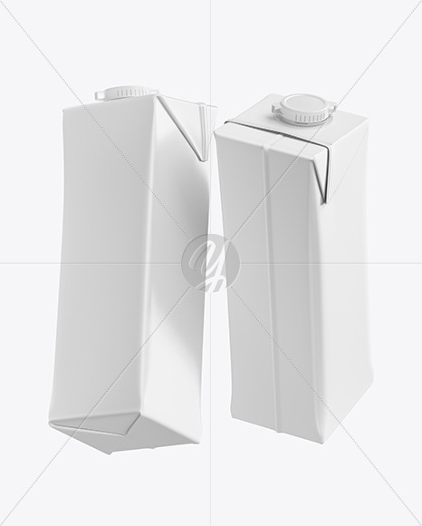 1L Flying Milk Carton Packs Mockup