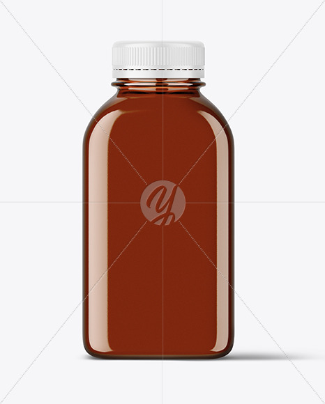 Square Amber PET Bottle Mockup