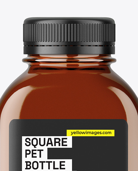 Square Amber PET Bottle Mockup