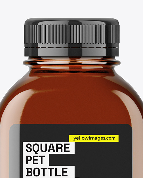 Square Amber PET Bottle Mockup