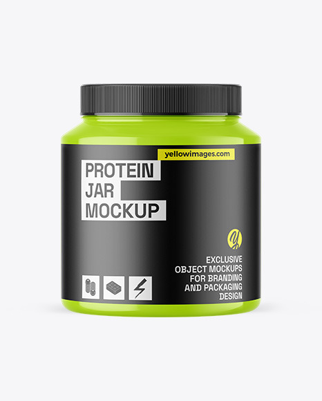 Glossy Protein Jar Mockup