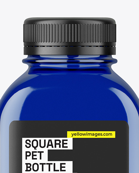 Blue Square PET Bottle Mockup