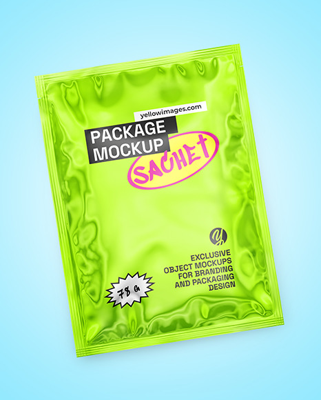 Glossy Metallic Sachet Mockup