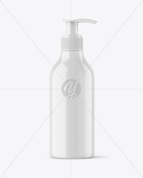 Glossy Cosmetic Bottle with Pump Mockup