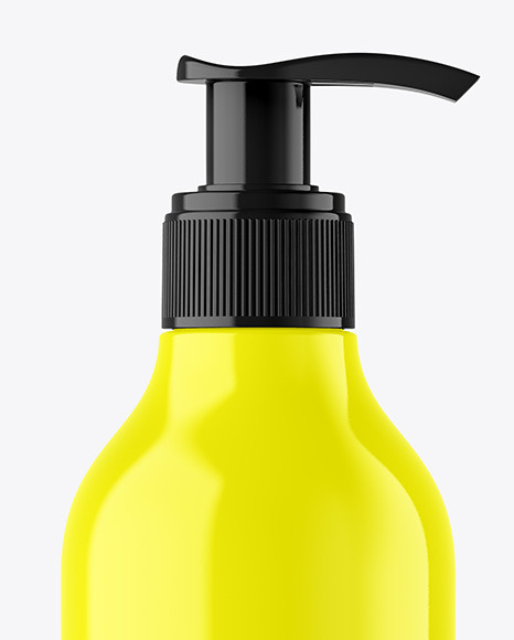 Glossy Cosmetic Bottle with Pump Mockup