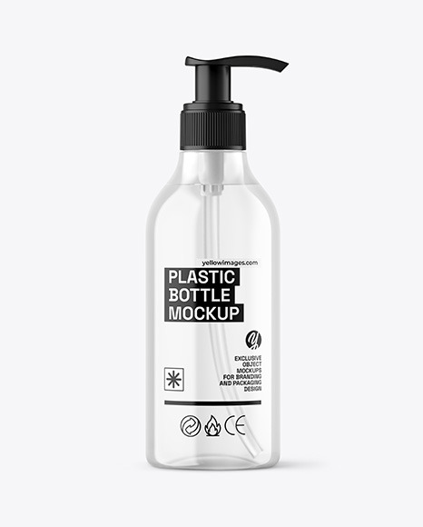 Clear Cosmetic Bottle with Pump Mockup