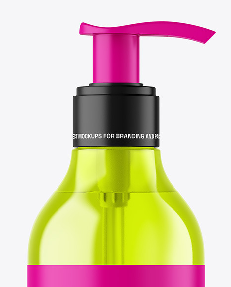 Color Plastic Cosmetic Bottle with Pump Mockup Color Plastic Cosmetic Bottle with Pump Mockup