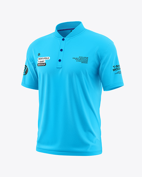 Men's Polo T-Shirt Mockup - Half Side View