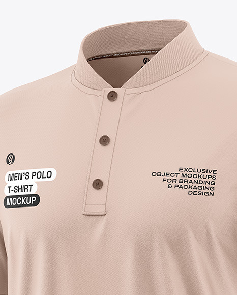 Men's Polo T-Shirt Mockup - Half Side View