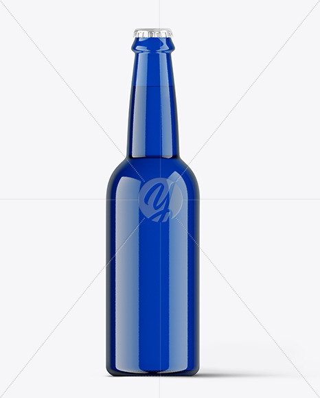 Blue Beverage Glass Bottle Mockup Blue Beverage Glass Bottle Mockup