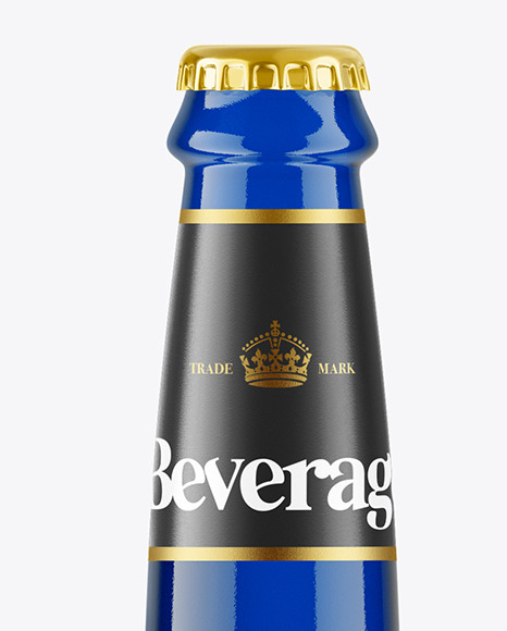 Blue Beverage Glass Bottle Mockup Blue Beverage Glass Bottle Mockup