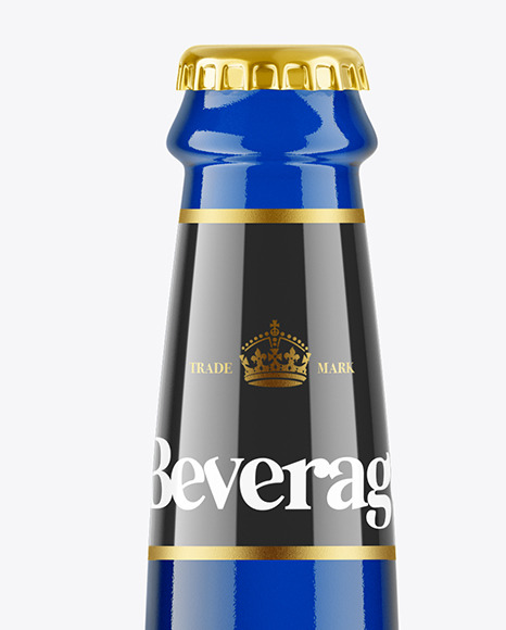 Blue Beverage Glass Bottle Mockup Blue Beverage Glass Bottle Mockup