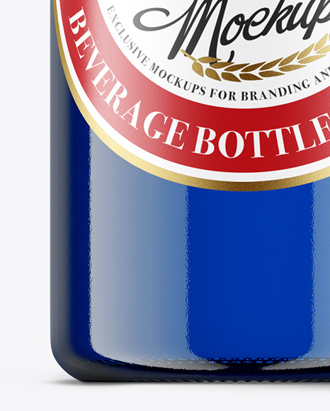 Blue Beverage Glass Bottle Mockup Blue Beverage Glass Bottle Mockup