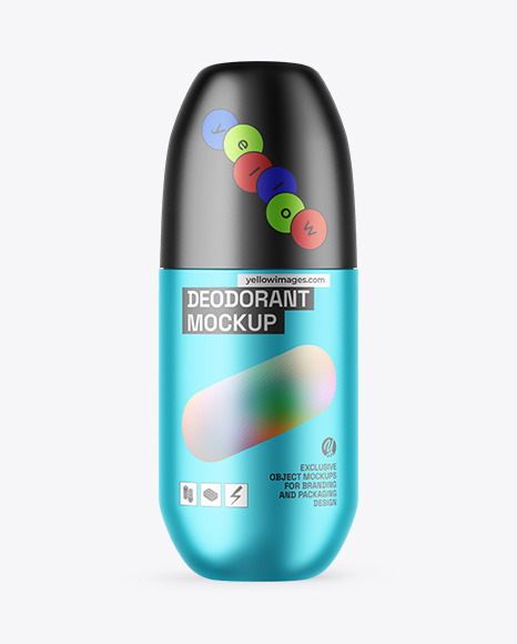Matte Metallic Deodorant Mockup - Matte bottle mockup