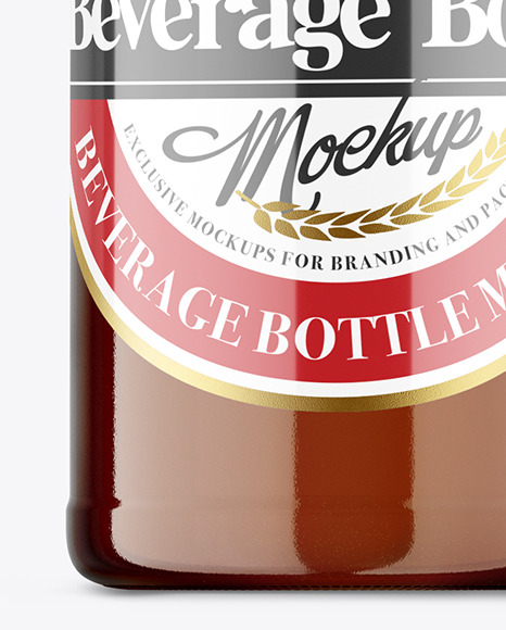 Amber Beverage Bottle Mockup