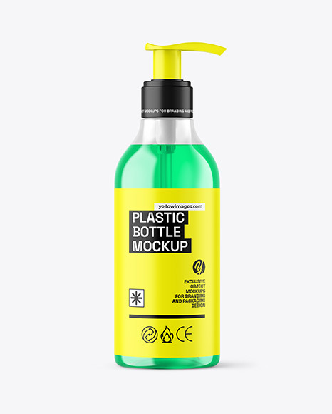 Color Liquid Cosmetic Bottle with Pump Mockup