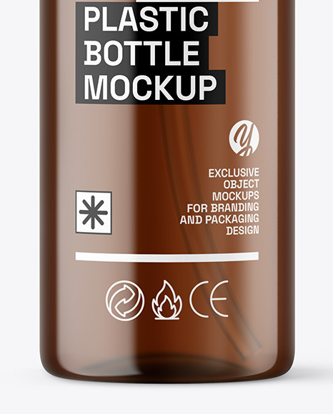 Amber Cosmetic Bottle with Pump Mockup