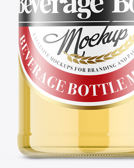 Clear Glass Beverage Bottle Mockup