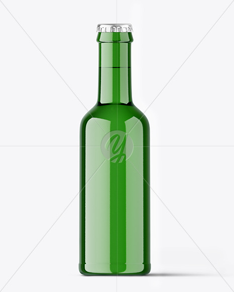 Green Glass Beverage Bottle Mockup