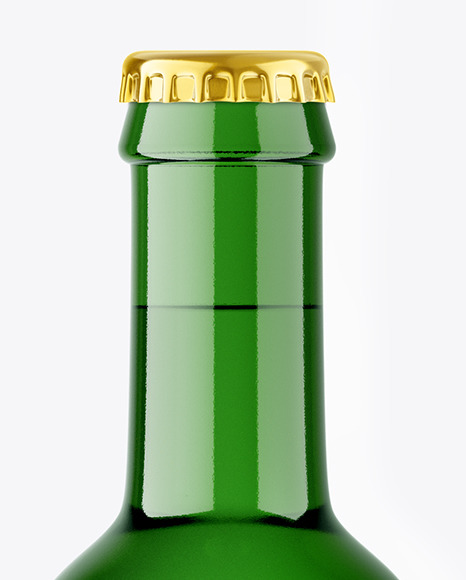 Green Glass Beverage Bottle Mockup