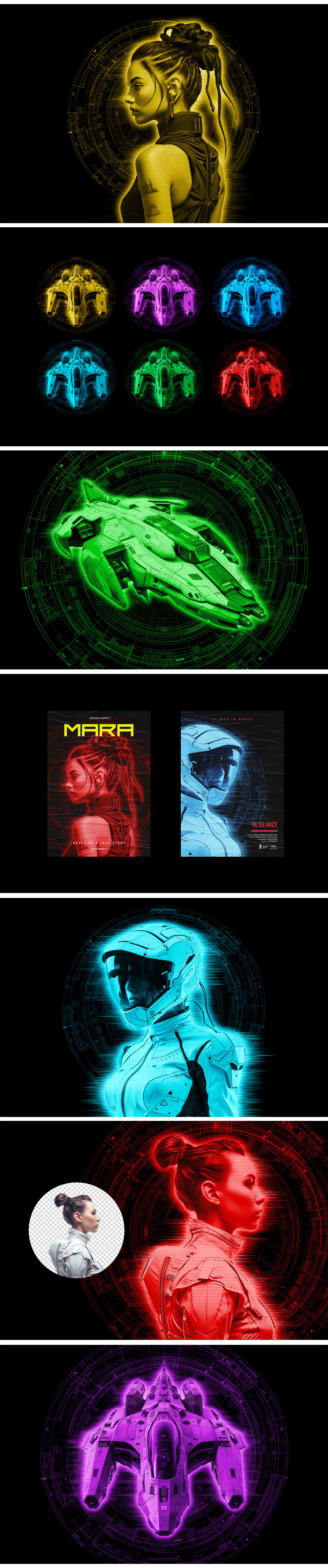 HUD Hologram Photoshop Action HUD Hologram Photoshop Action