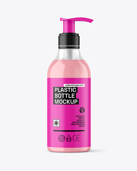Clear Liquid Soap Bottle with Pump Mockup