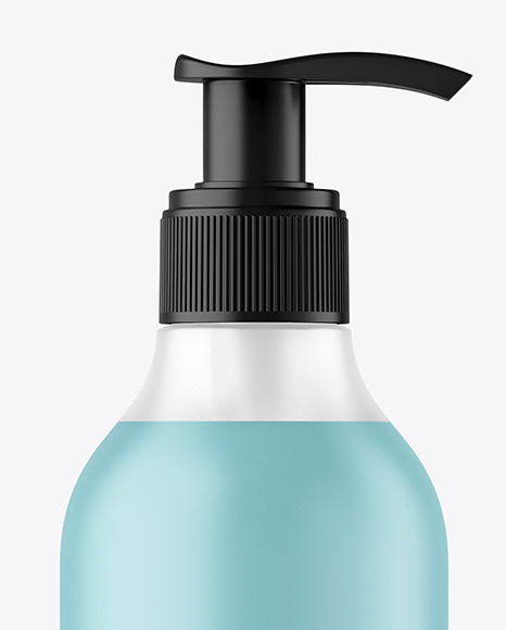 Frosted Liquid Soap Bottle with Pump Mockup