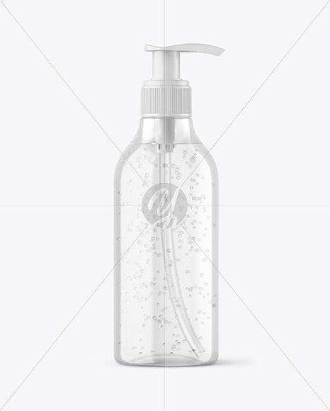 Clear Cosmetic Bottle with Pump Mockup Clear Cosmetic Bottle with Pump Mockup