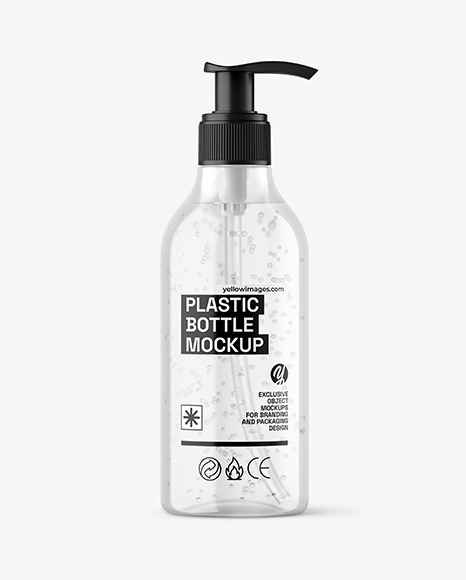 Clear Cosmetic Bottle with Pump Mockup Clear Cosmetic Bottle with Pump Mockup