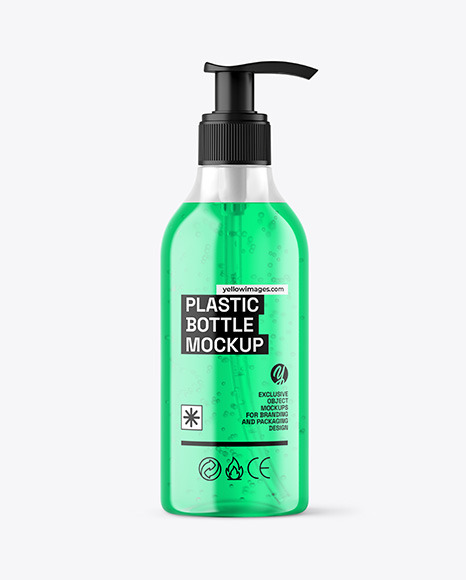 Color Liquid Cosmetic Bottle with Pump Mockup