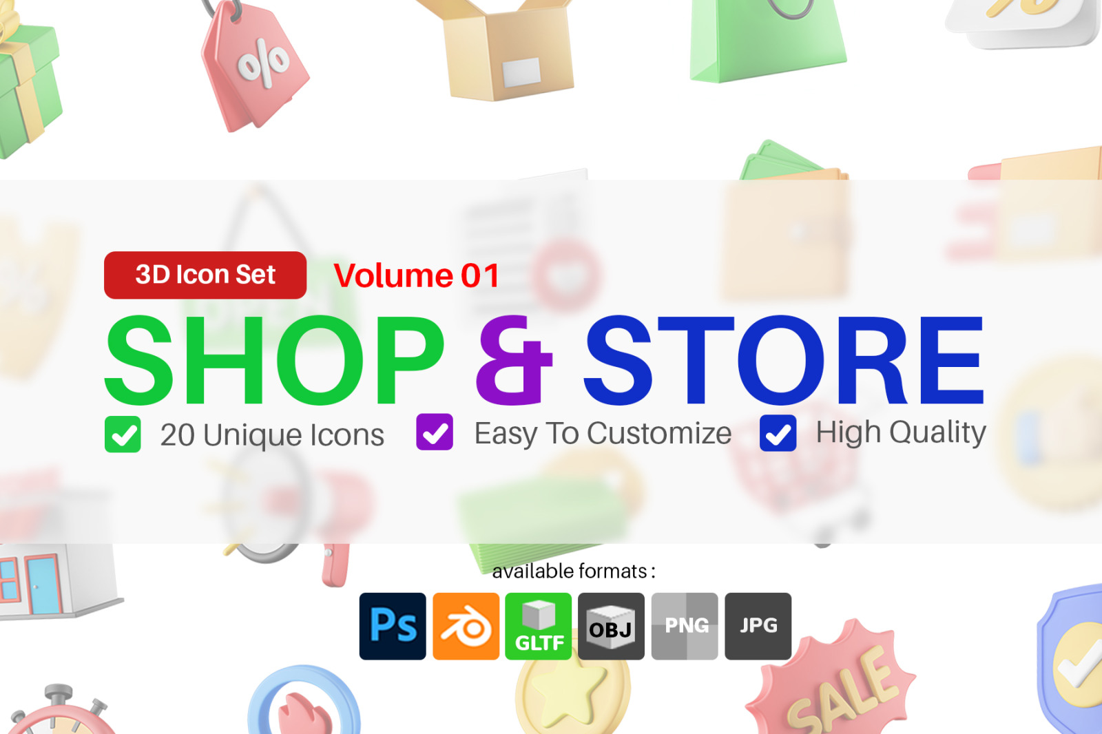 Shop &amp; Store Vol. 01 - 3D Icon Illustration Pack