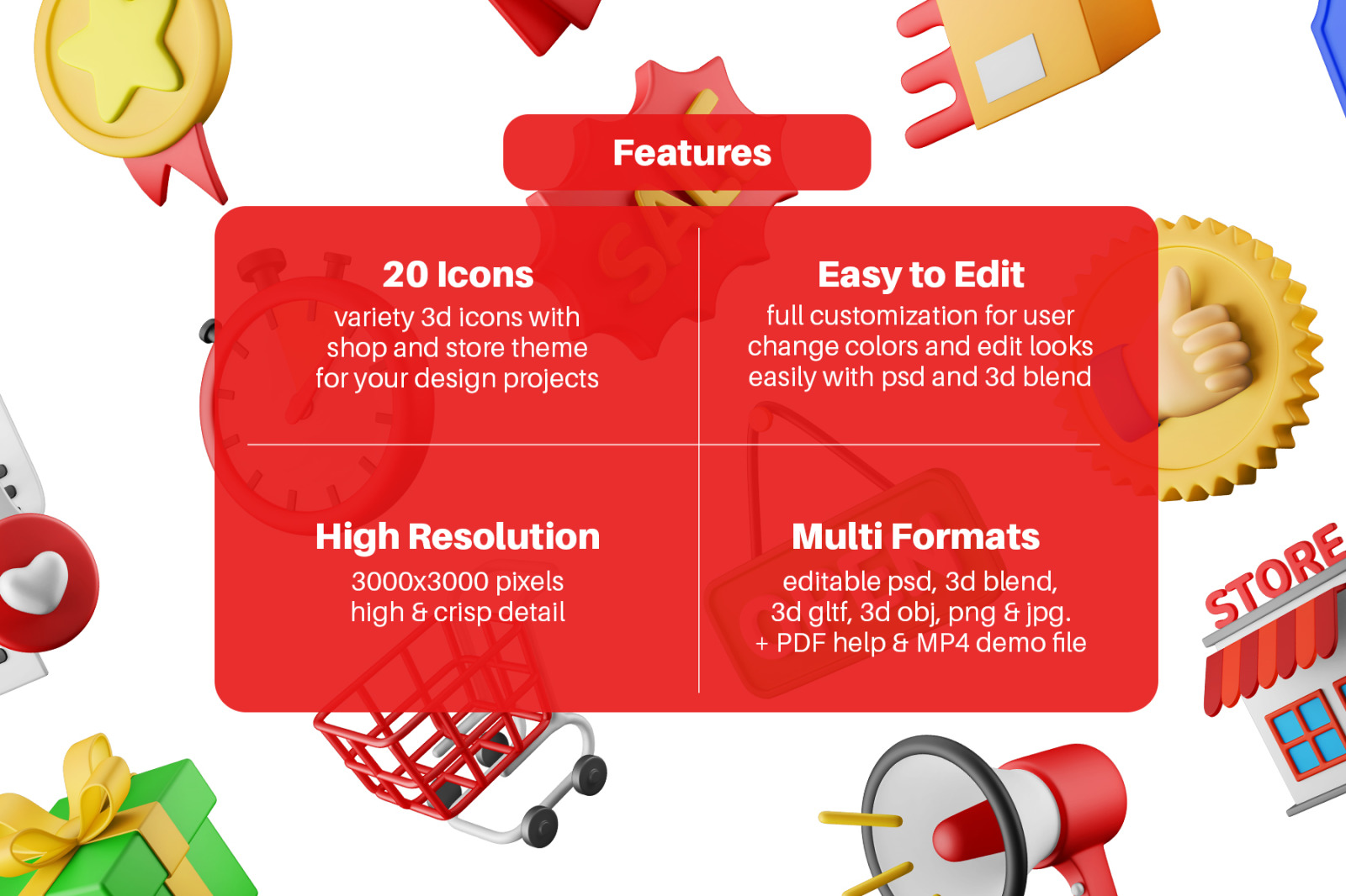 Shop & Store Vol. 01 - 3D Icon Illustration Pack Shop & Store Vol. 01 - 3D Icon Illustration Pack