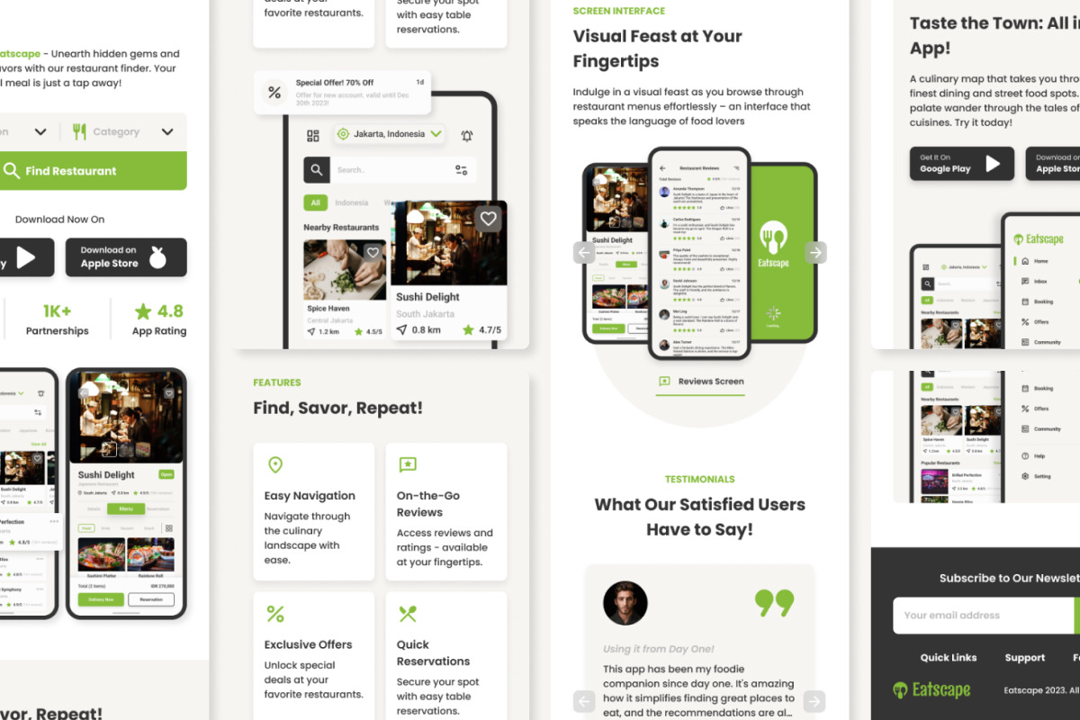 Eatscape - Mobile App Website Landing Page Eatscape - Mobile App Website Landing Page