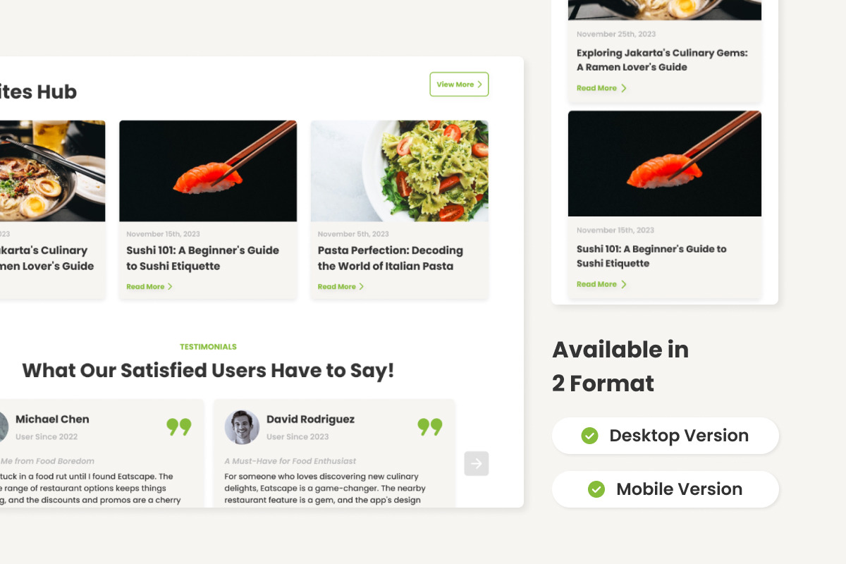 Eatscape - Mobile App Website Landing Page V2