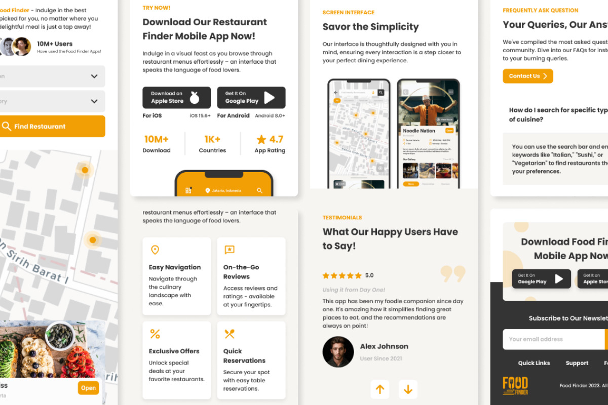 Food Finder - Mobile App Website Landing Page