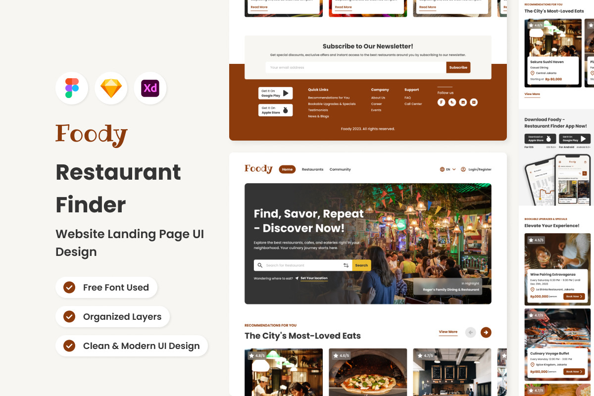 Foody - Restaurant Finder Website Landing Page Foody - Restaurant Finder Website Landing Page