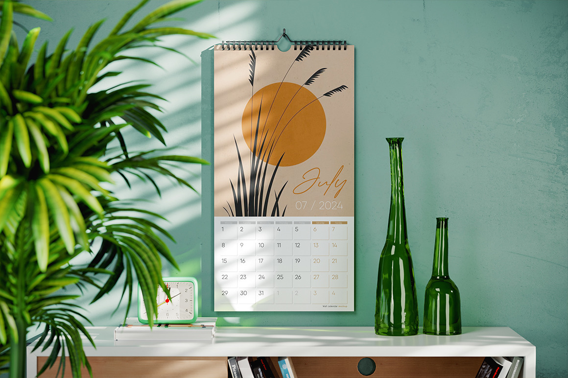 Wall Spiral Calendar Mockup