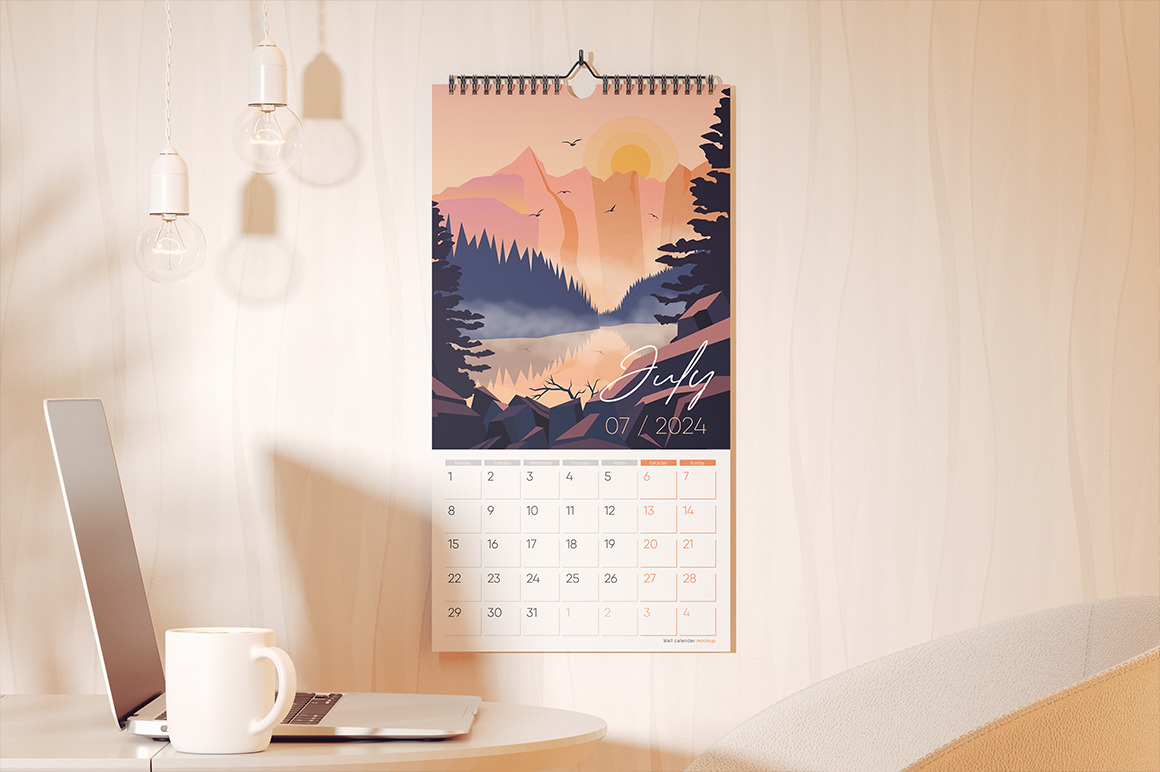 Wall Spiral Calendar Mockup