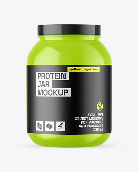 Glossy Protein Jar Mockup